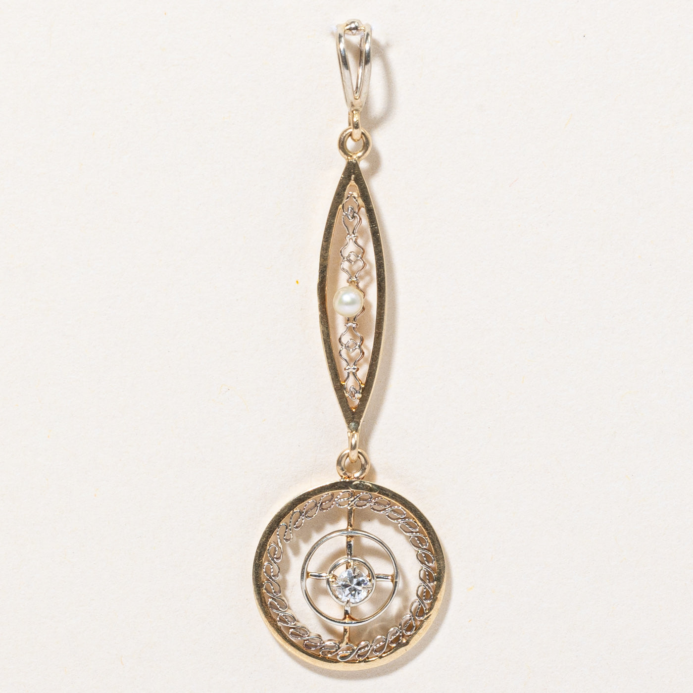 Vintage Diamond & Pearl Drop Pendant | 0.05ct |