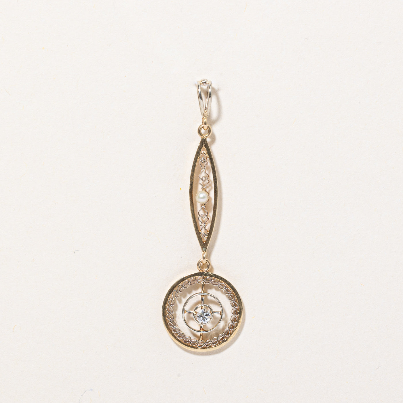 Vintage Diamond & Pearl Drop Pendant | 0.05ct |