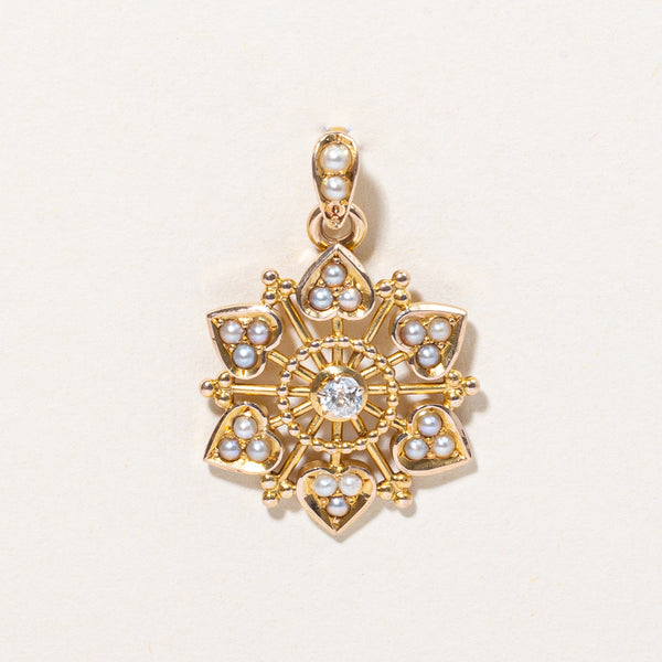 Vintage Diamond & Pearl Pendant | 0.07ct |