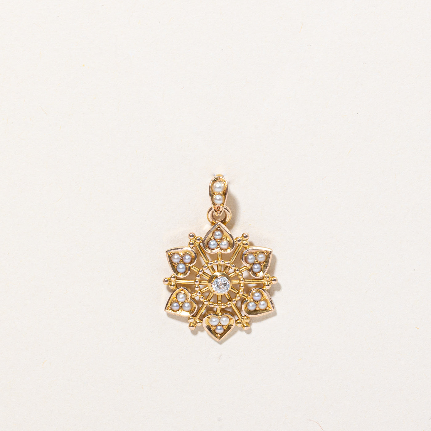 Vintage Diamond & Pearl Pendant | 0.07ct |