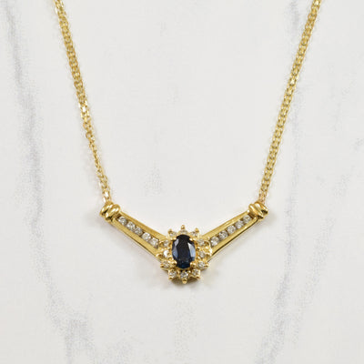 Blue Sapphire & Diamond Necklace | 0.22ctw, 0.50ct | 18