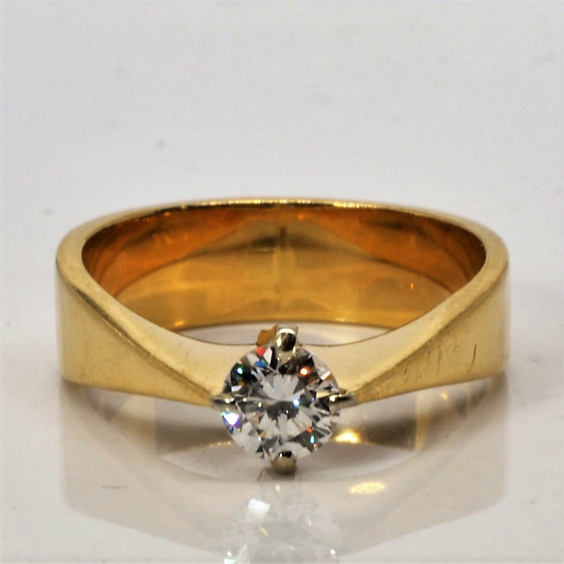 Bague de fiançailles solitaire en diamant | 0,42 ct | Taille 6,5 | 