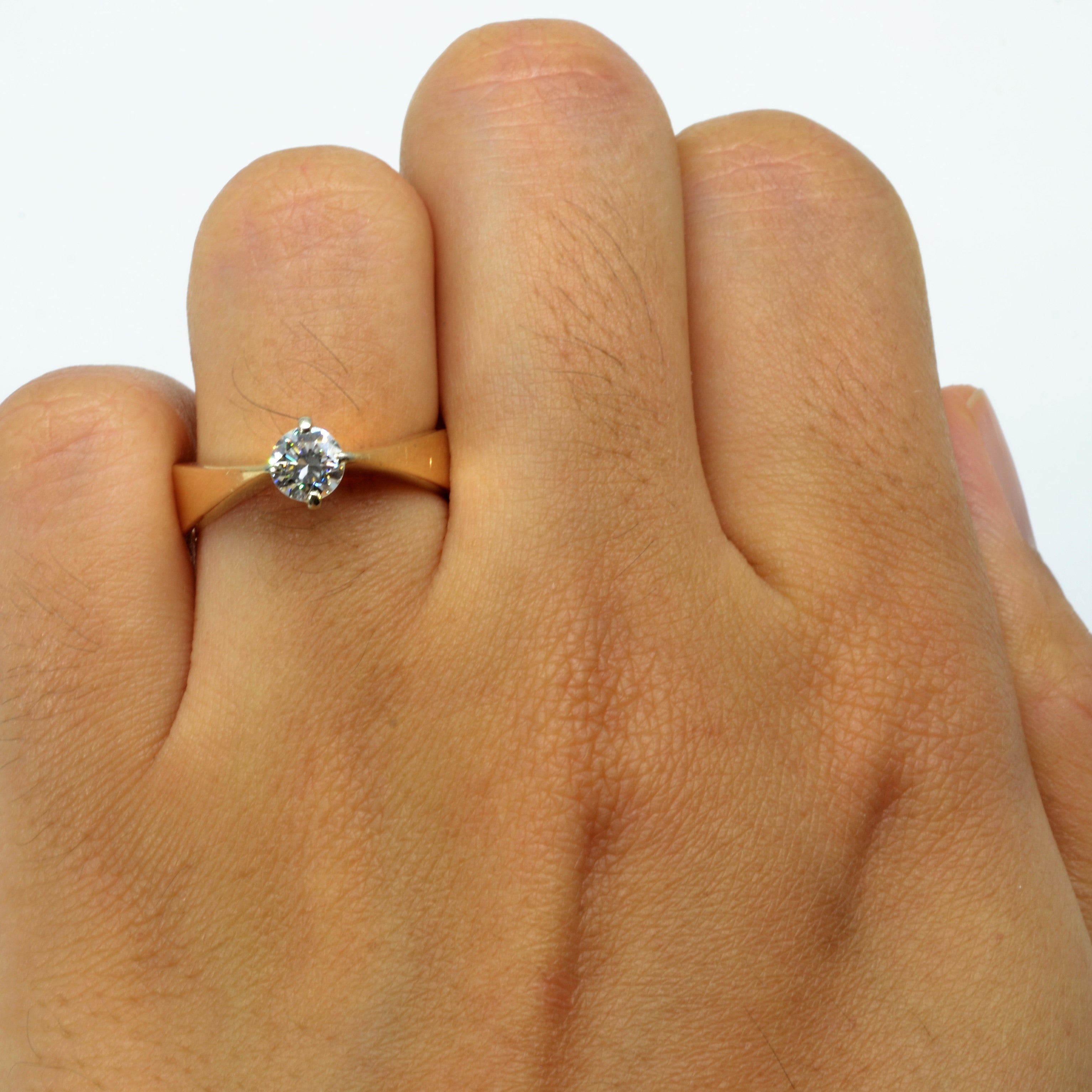 Bague de fiançailles solitaire en diamant | 0,42 ct | Taille 6,5 | 