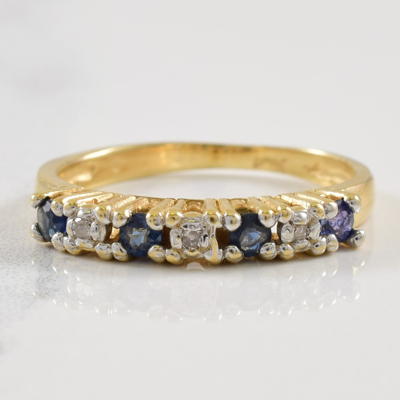 Prong Set Sapphire & Diamond Ring | 0.20ctw, 0.02ctw | SZ 5 |