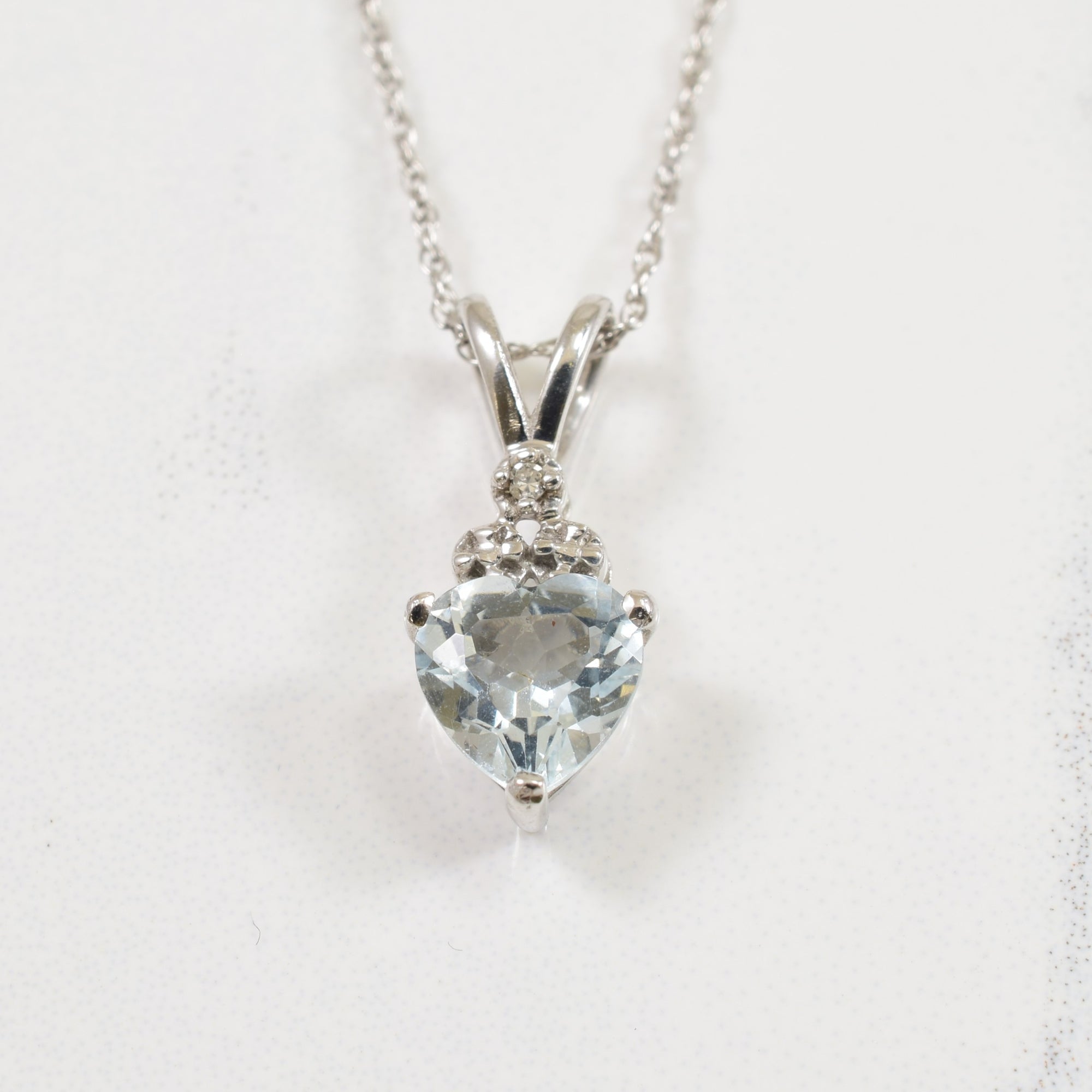 Aquamarine & Diamond Necklace | 0.01ctw, 0.70ct | 18