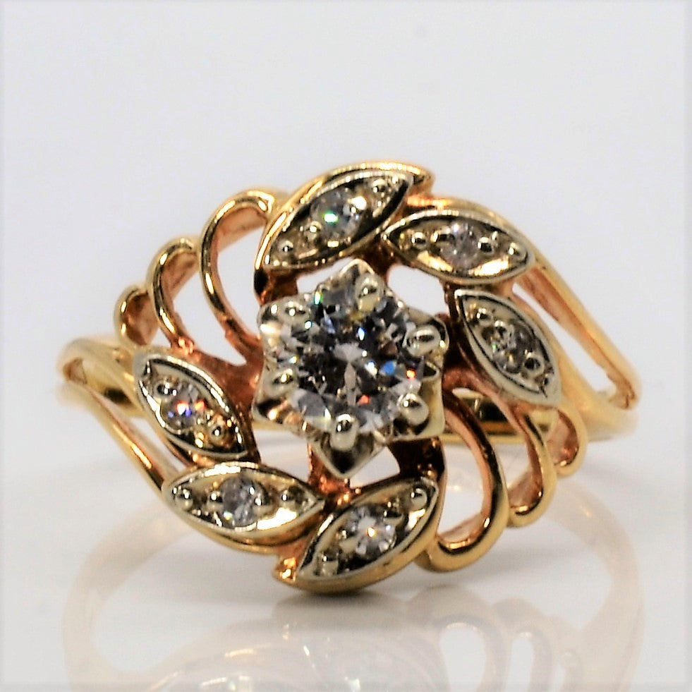 Flower Design Spiral Diamond Ring | 0.48ctw | SZ 8.25 |