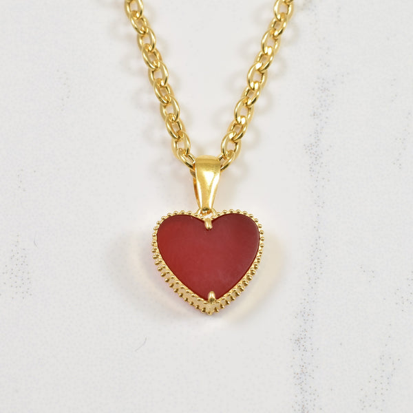 Heart Shaped Carnelian Necklace | 1.50ct | 18