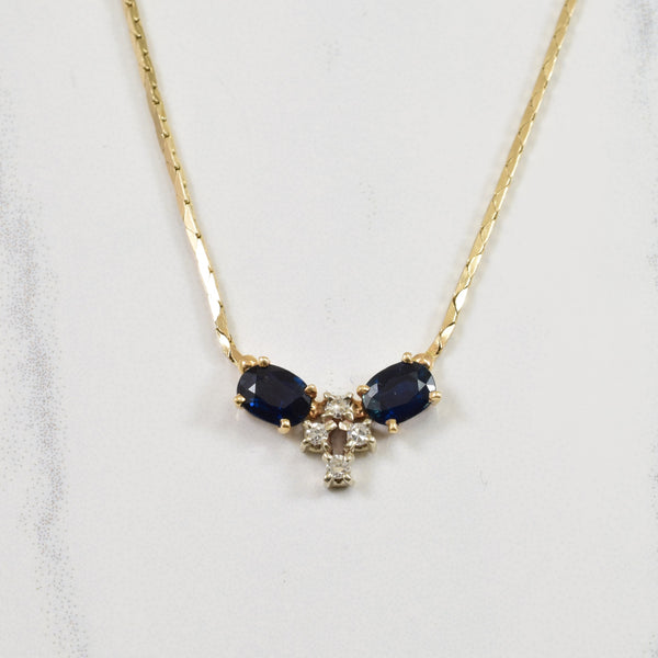 Blue Sapphire & Diamond Necklace | 0.08ctw, 1.00ctw | 16