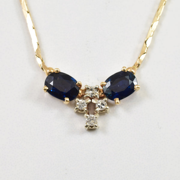 Blue Sapphire & Diamond Necklace | 0.08ctw, 1.00ctw | 16