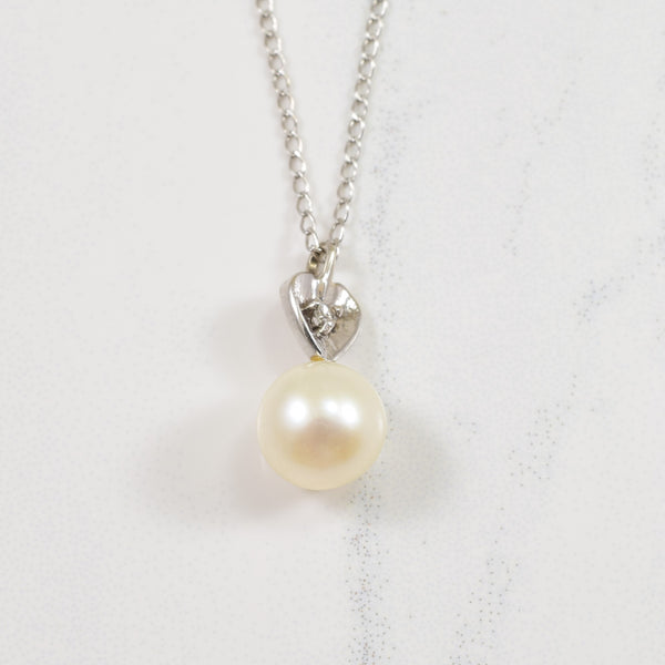 Pearl & Diamond Necklace | 0.01ct, 2.20ct | 16