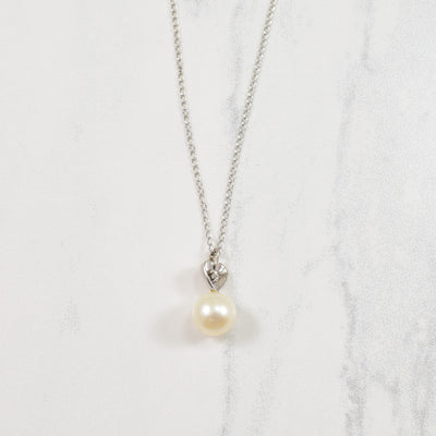 Pearl & Diamond Necklace | 0.01ct, 2.20ct | 16