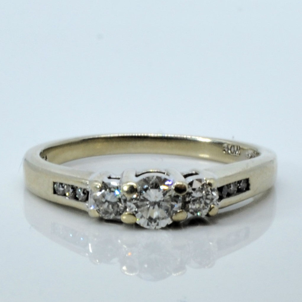 Three Stone Diamond with Accents Ring | 0.58ctw | SZ 7.25 |