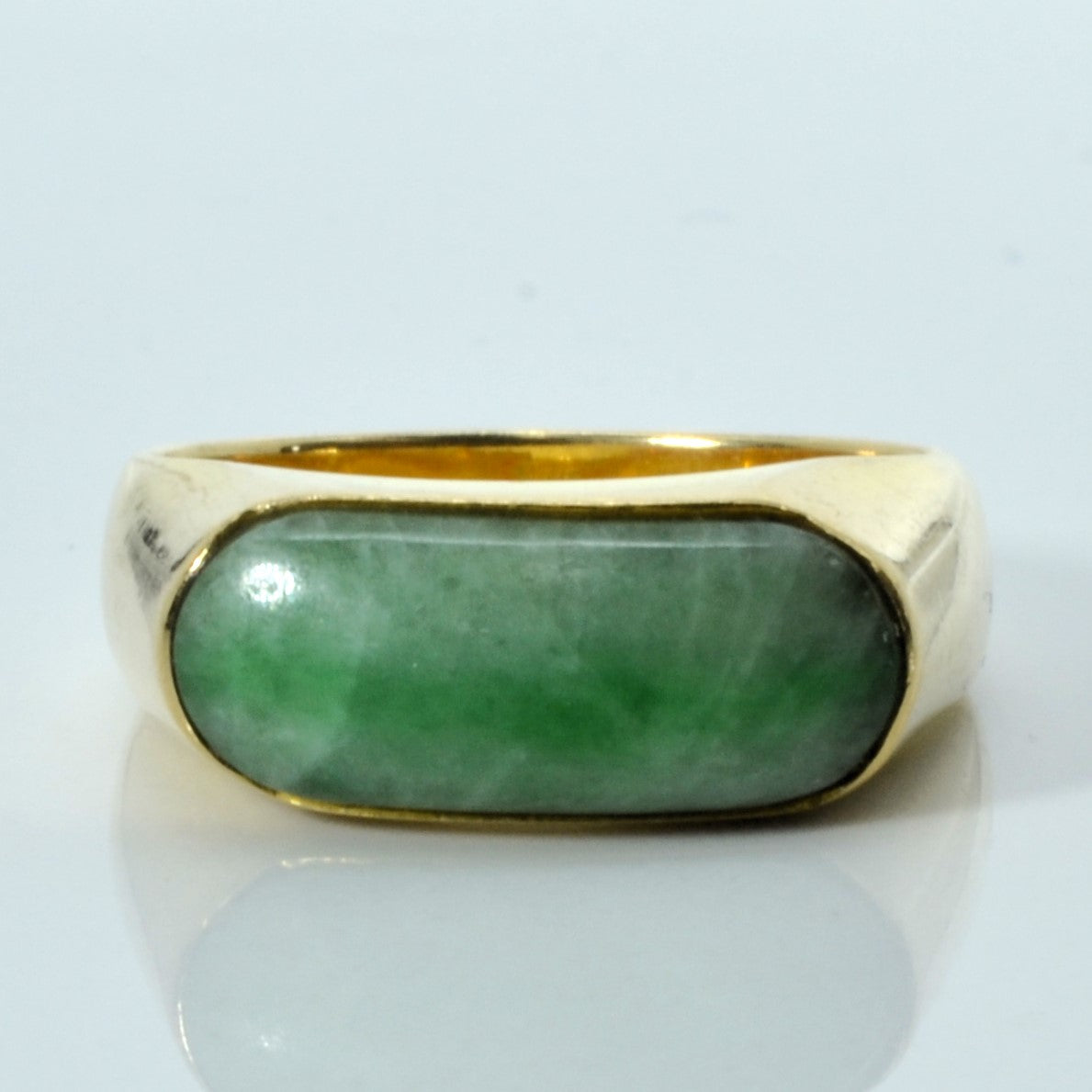 Cabochon Jadeite Solid Gold Ring | 3.20ct | SZ 7.5 |