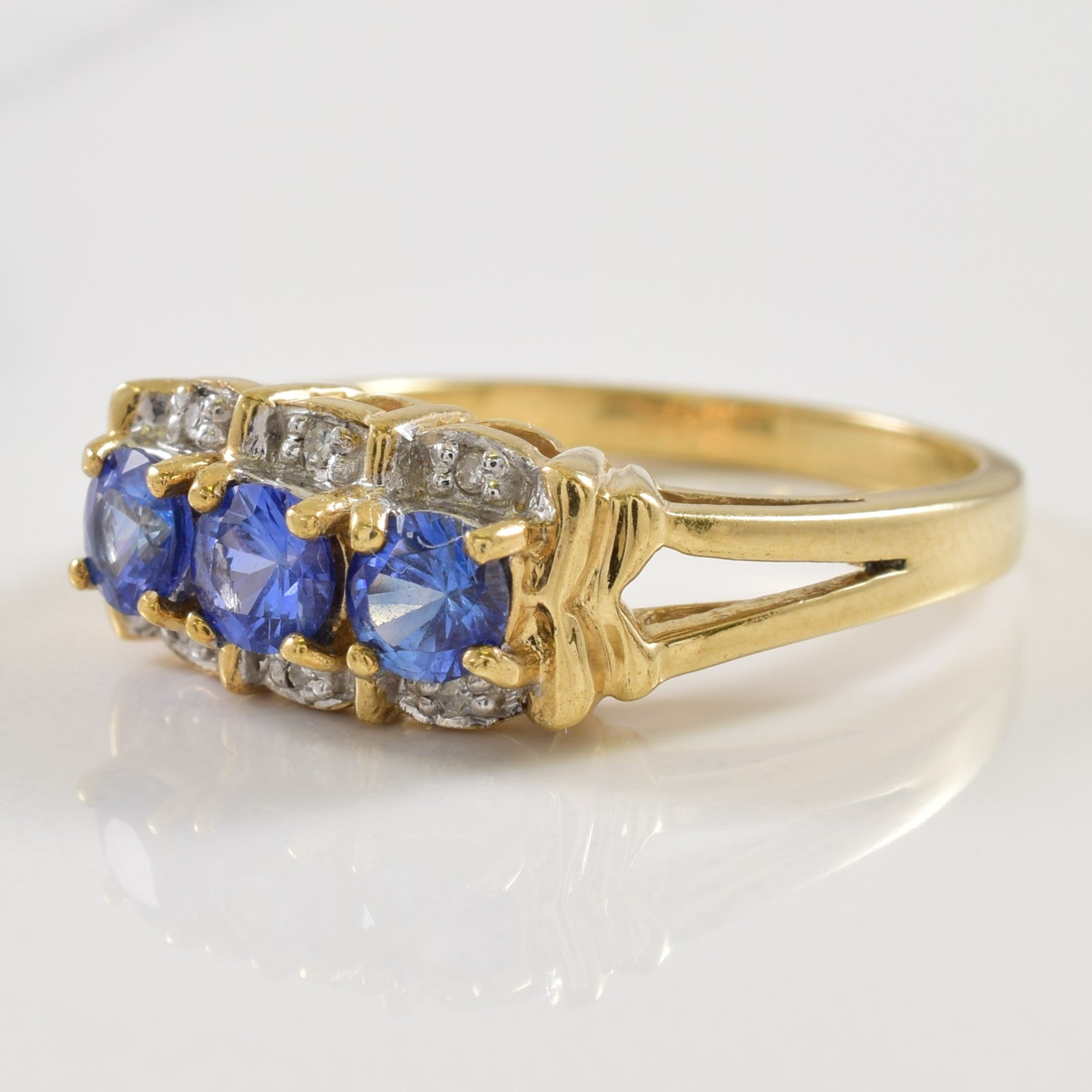 Hallmarked Diamond & Sapphire Ring | 0.75ctw, 0.02ctw | SZ 7 |