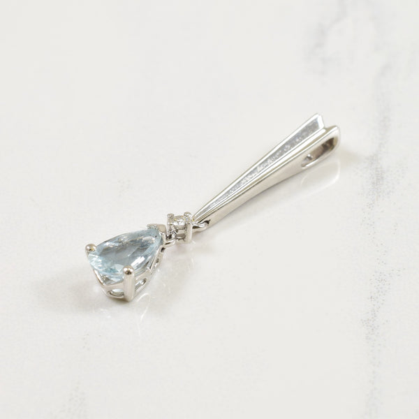 Aquamarine & Diamond Pendant | 0.03ct, 0.50ct |
