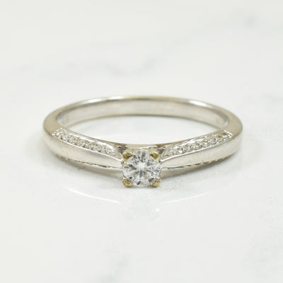 Diamond Solitaire Ring With Accents | 0.40ctw | SZ 7.25 |