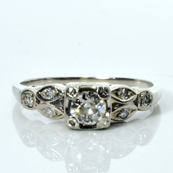 Vintage Solitaire with Accents Diamond Ring | 0.41ctw | SZ 9.5 |