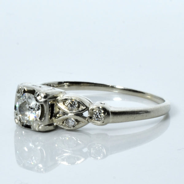 Vintage Solitaire with Accents Diamond Ring | 0.41ctw | SZ 9.5 |