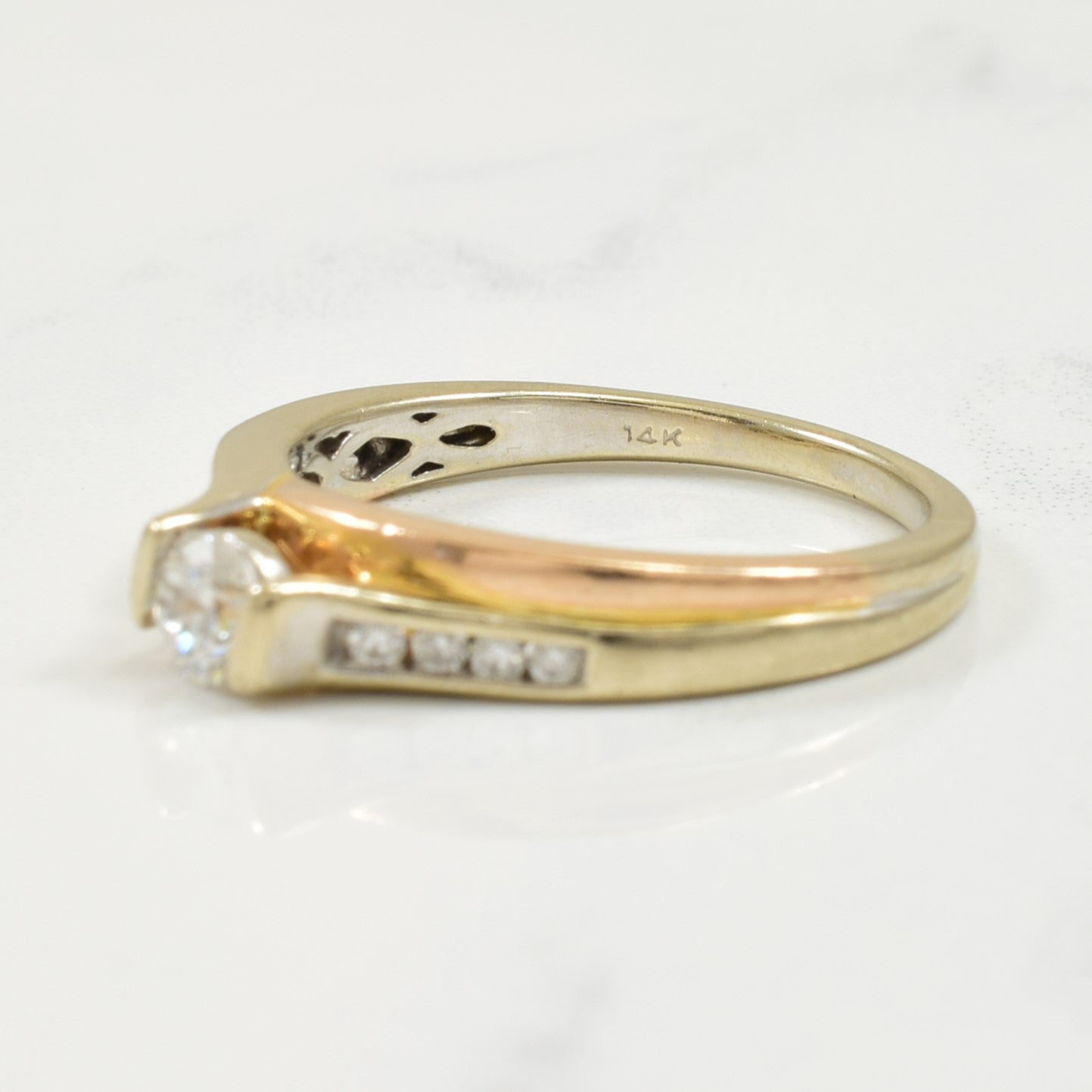 Bague bicolore en diamant | 0,35 ct | Taille 7,25 | 
