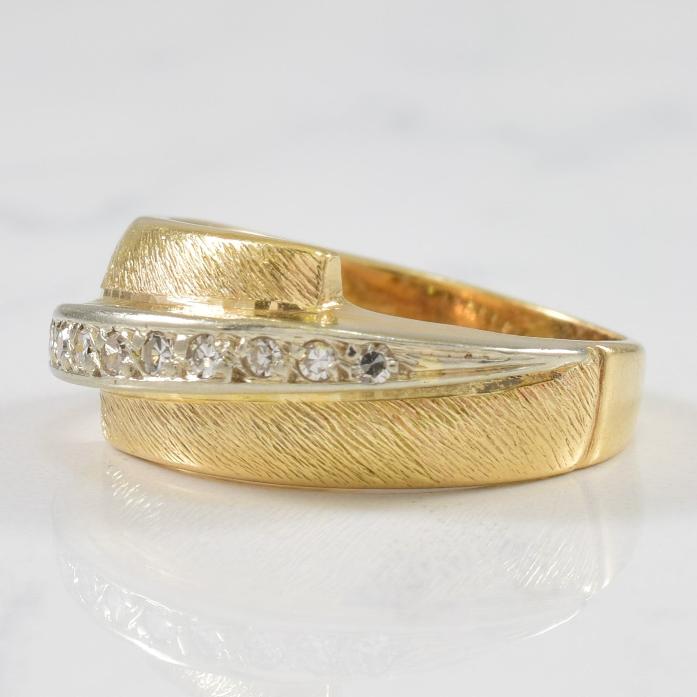 Textured Bypass Diamond Ring | 0.09ctw | SZ 5.5 |