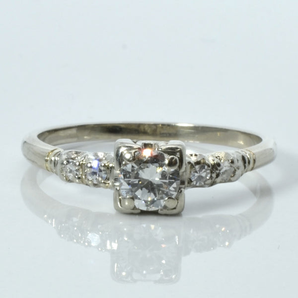 Solitaire with Accent Diamonds 14k Ring | 0.39ctw, 0.08ctw | SZ 8.5 |