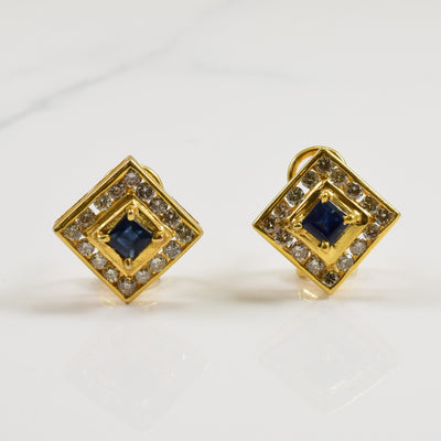 Blue Sapphire & Diamond Cocktail Earrings | 0.64ctw, 0.60ctw |