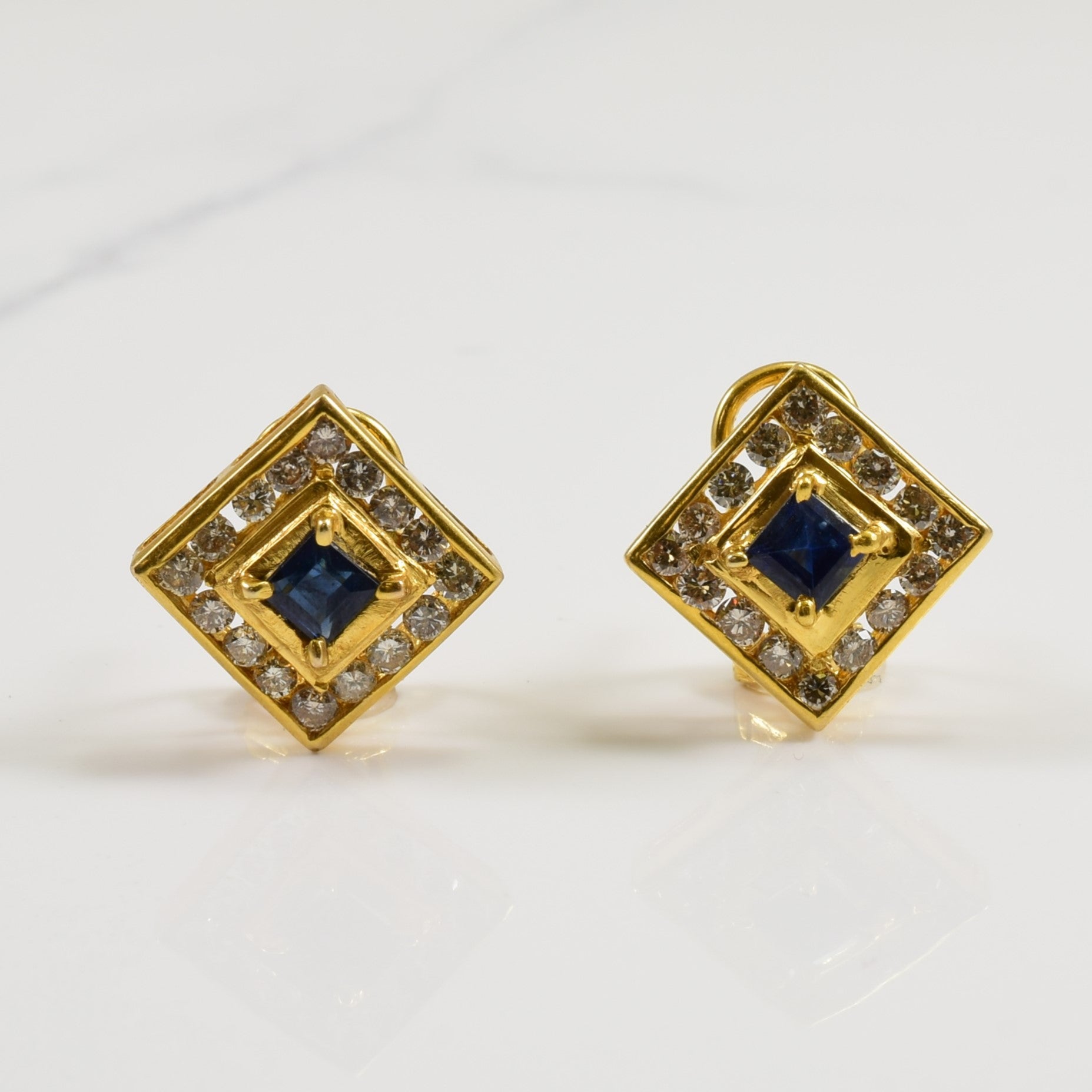 Blue Sapphire & Diamond Cocktail Earrings | 0.64ctw, 0.60ctw |