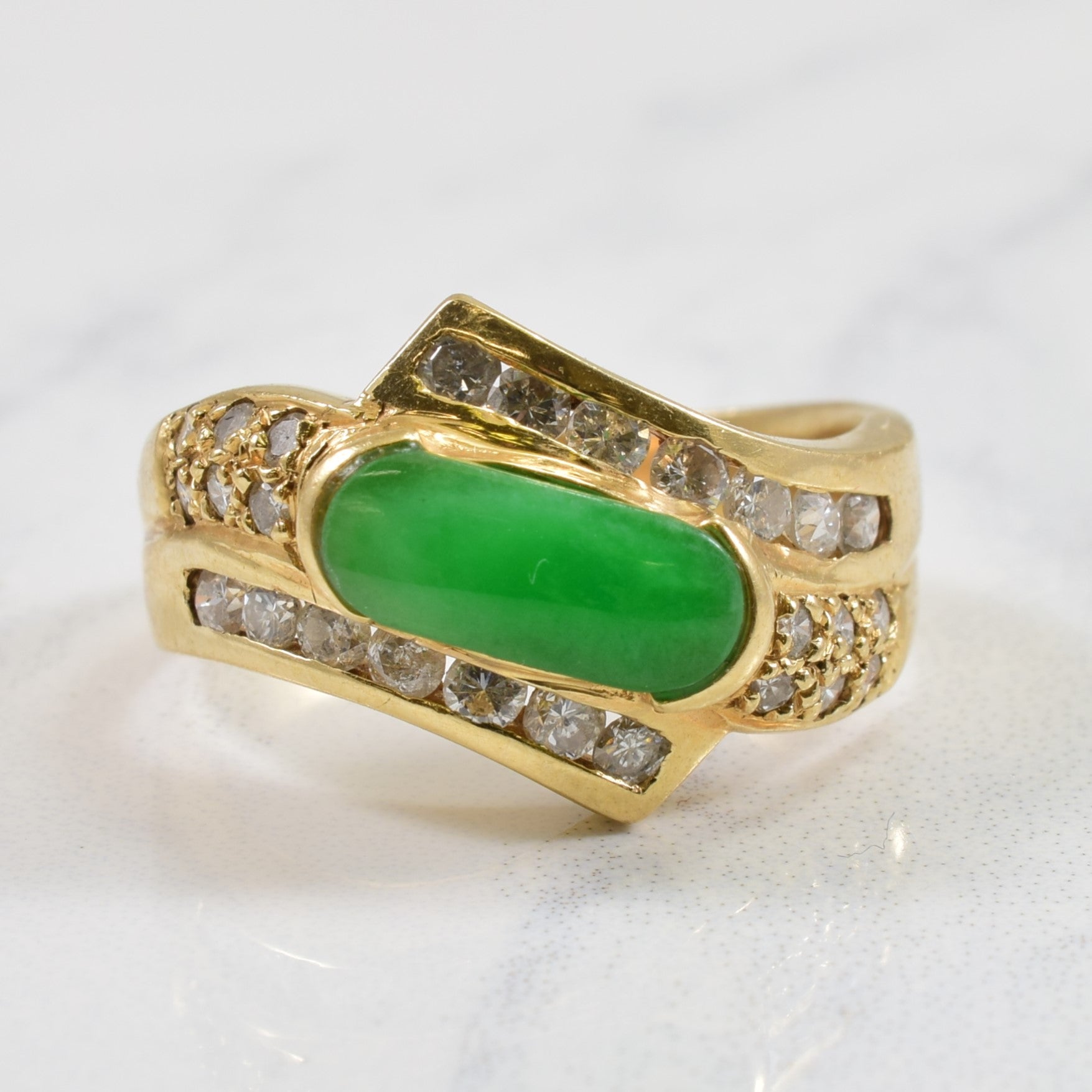 Jadeite & Diamond Ring | 0.54ctw, 0.75ct | SZ 7 |
