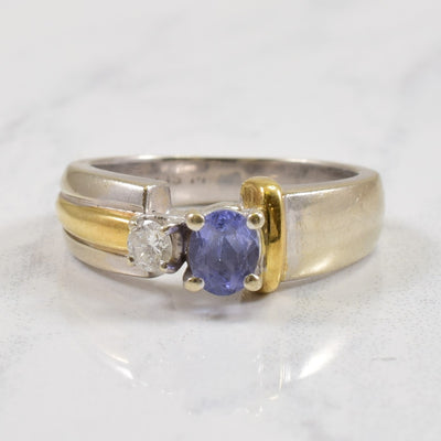 Tanzanite & Diamond Two Tone Ring | 0.10ctw, 0.35ct | SZ 5.5 |
