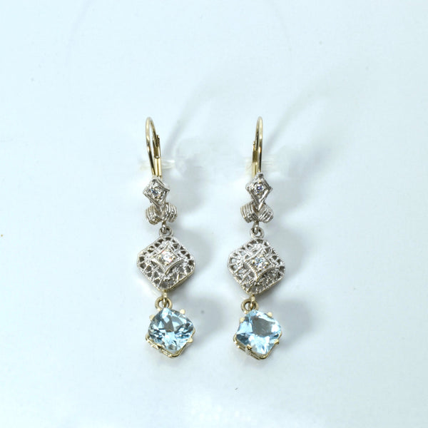 Aquamarine & Diamond Dangle Earrings | 2.00ctw | 0.12ctw |