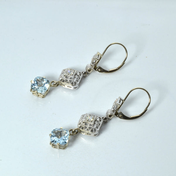 Aquamarine & Diamond Dangle Earrings | 2.00ctw | 0.12ctw |
