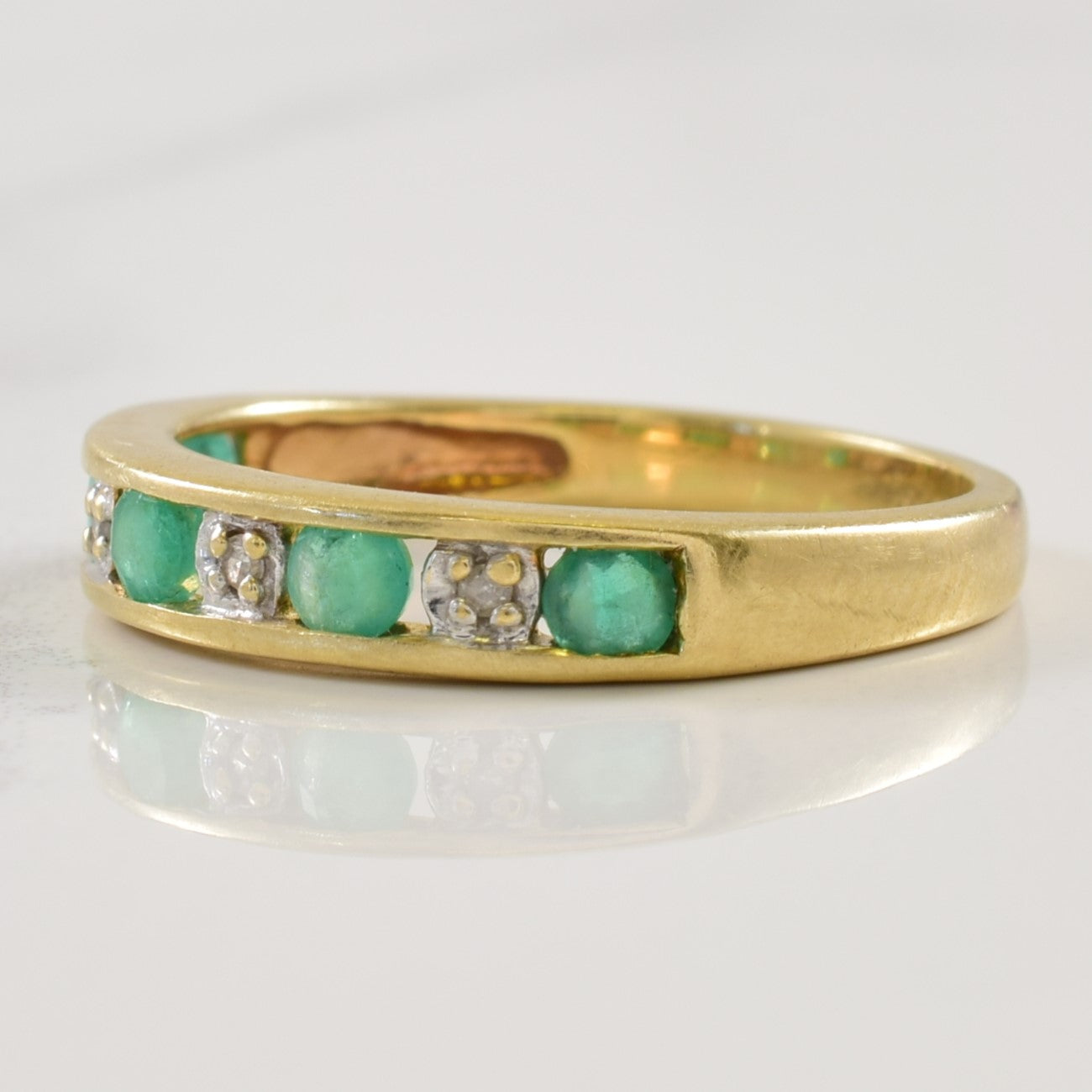 Channel Set Emerald & Diamond Ring | 0.30ctw, 0.02ctw | SZ 5.5 |