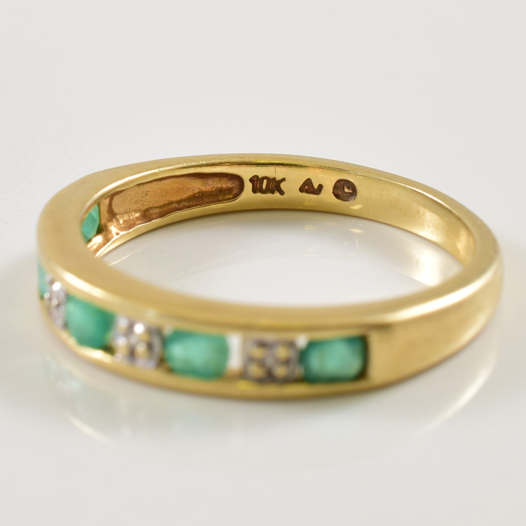 Channel Set Emerald & Diamond Ring | 0.30ctw, 0.02ctw | SZ 5.5 |