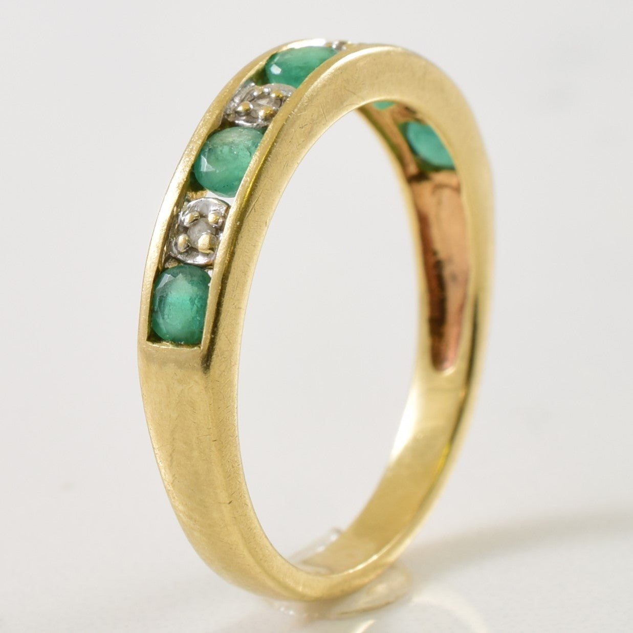 Channel Set Emerald & Diamond Ring | 0.30ctw, 0.02ctw | SZ 5.5 |