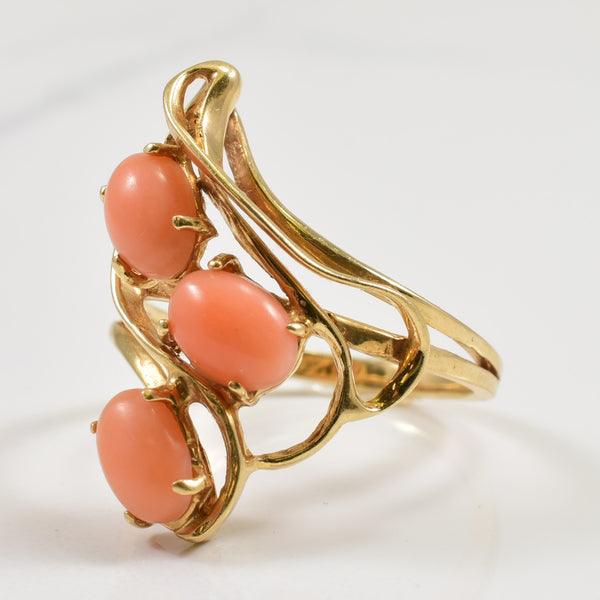 Coral Cocktail Ring | 1.50ctw | SZ 7.75 |