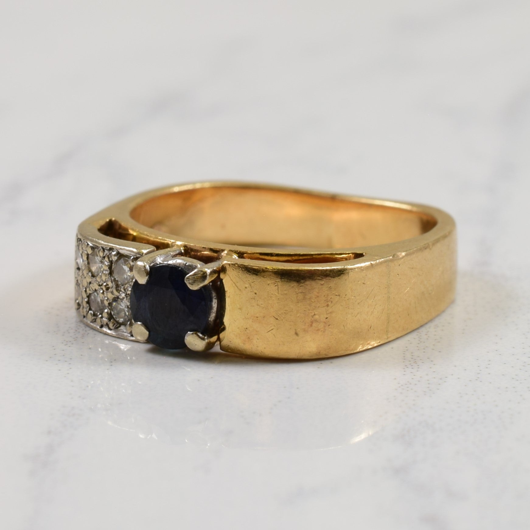Blue Sapphire & Diamond Ring | 0.06ctw, 0.40ct | SZ 4 |