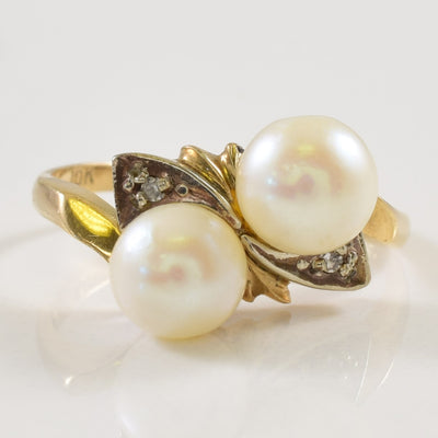 Pearl & Diamond Bypass Ring | 3.00ctw, 0.01ctw | SZ 4.75 |