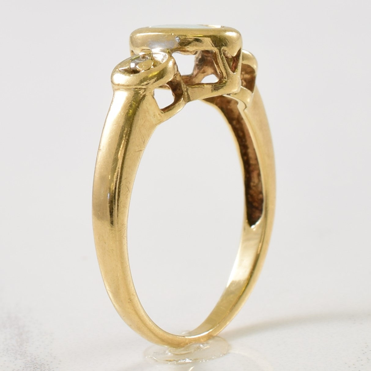 Bezel Set Opal & Diamond Ring | 0.20ct, 0.02ctw | SZ 5.5 |