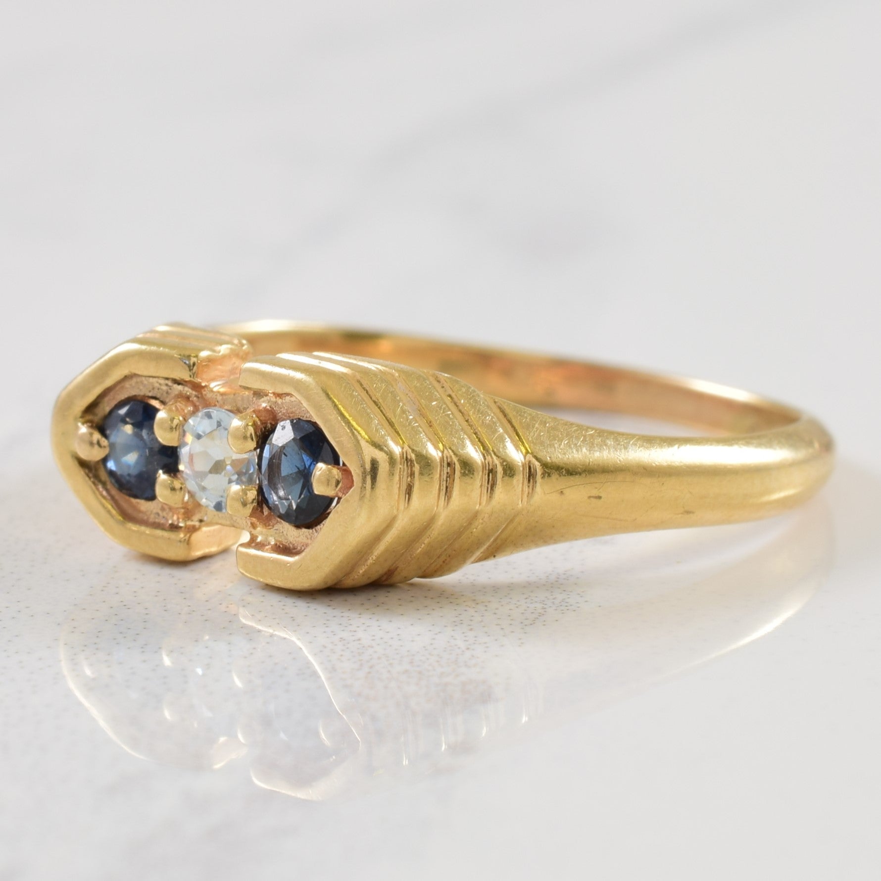 Sapphire & Aquamarine Textured Ring | 0.30ctw | SZ 9 |