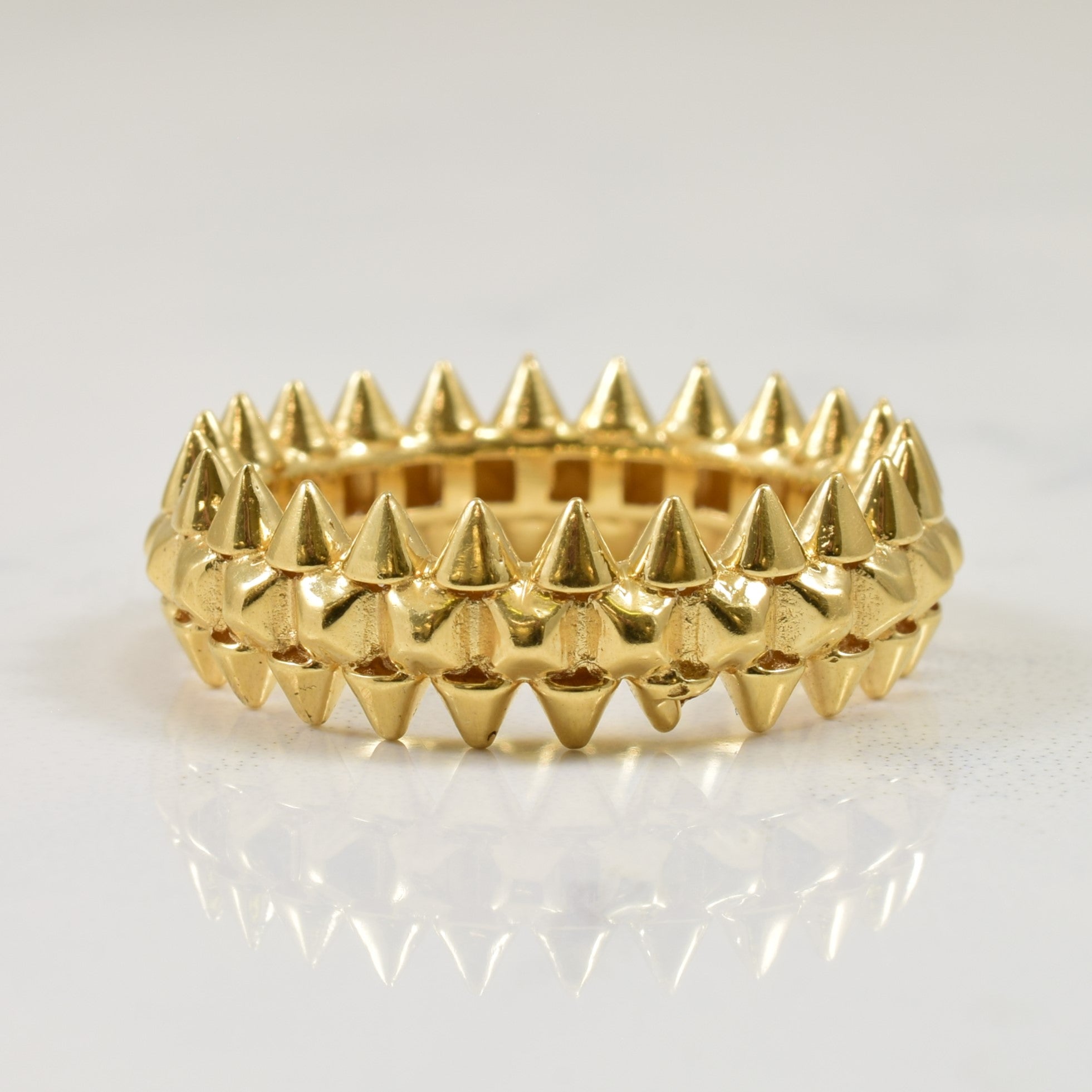 Bague pyramide à pointes en or jaune 18 carats | Taille 7 |