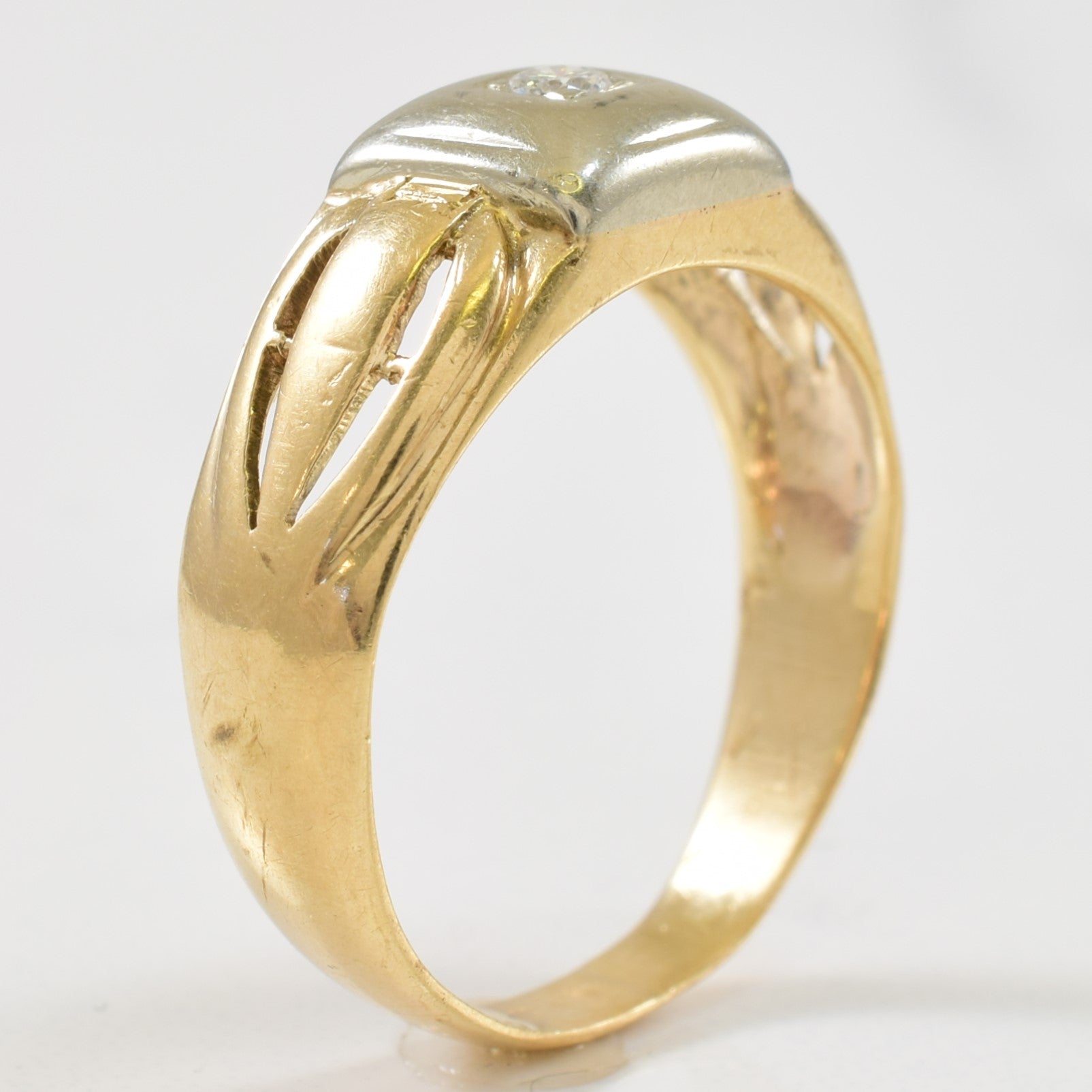 Two Tone Gold Solitaire Diamond Ring | 0.06ct | SZ 8 |