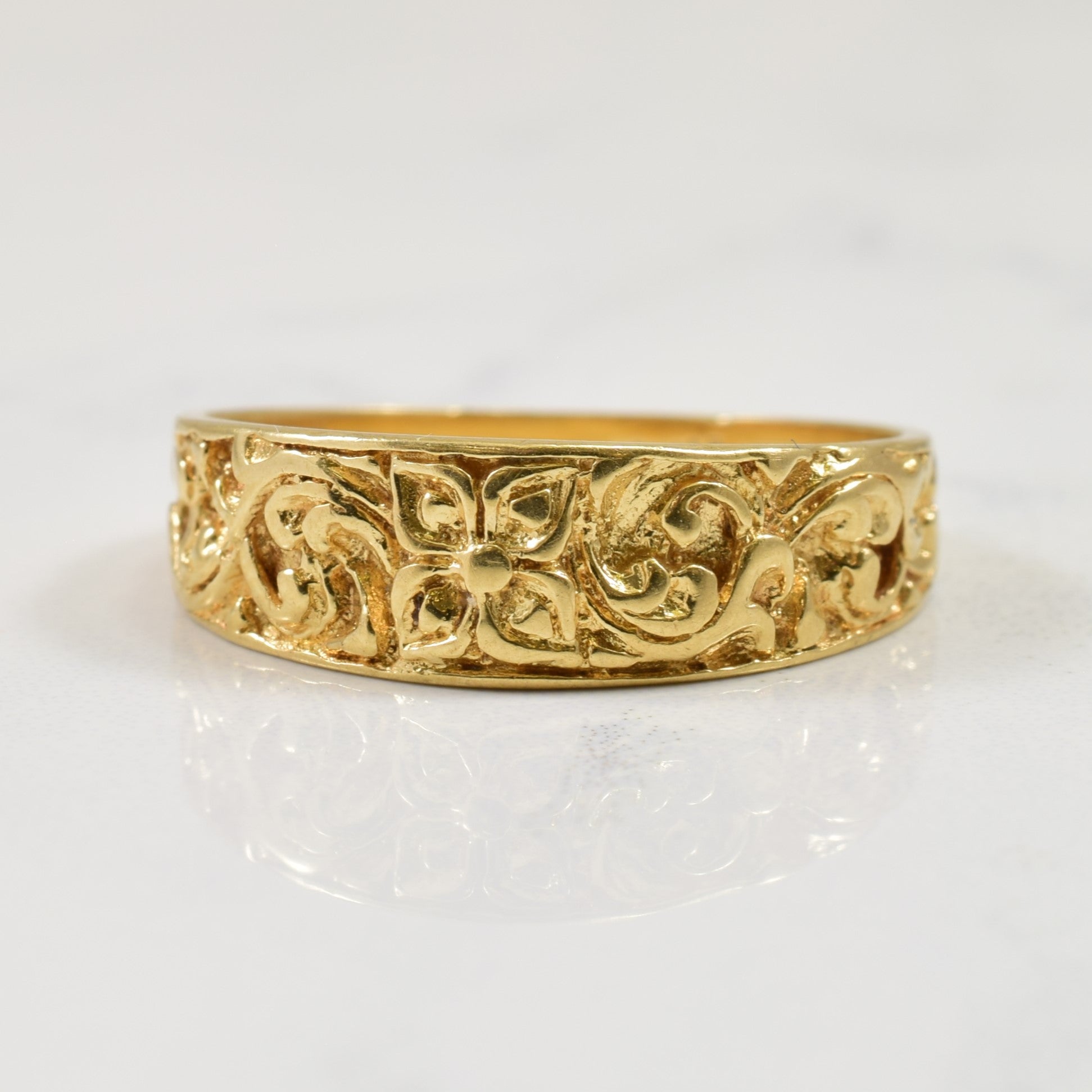 14k Yellow Gold Tapered Filigree Ring | SZ 7.75 |