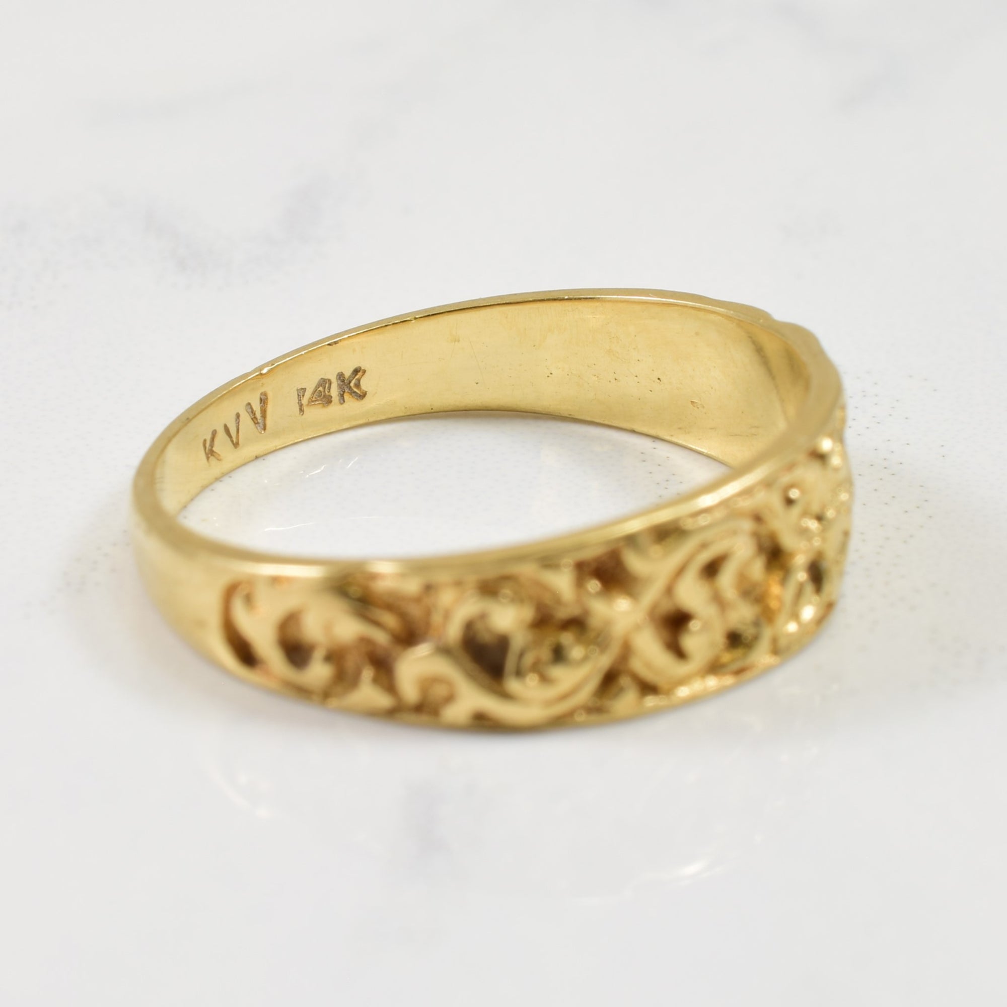 14k Yellow Gold Tapered Filigree Ring | SZ 7.75 |