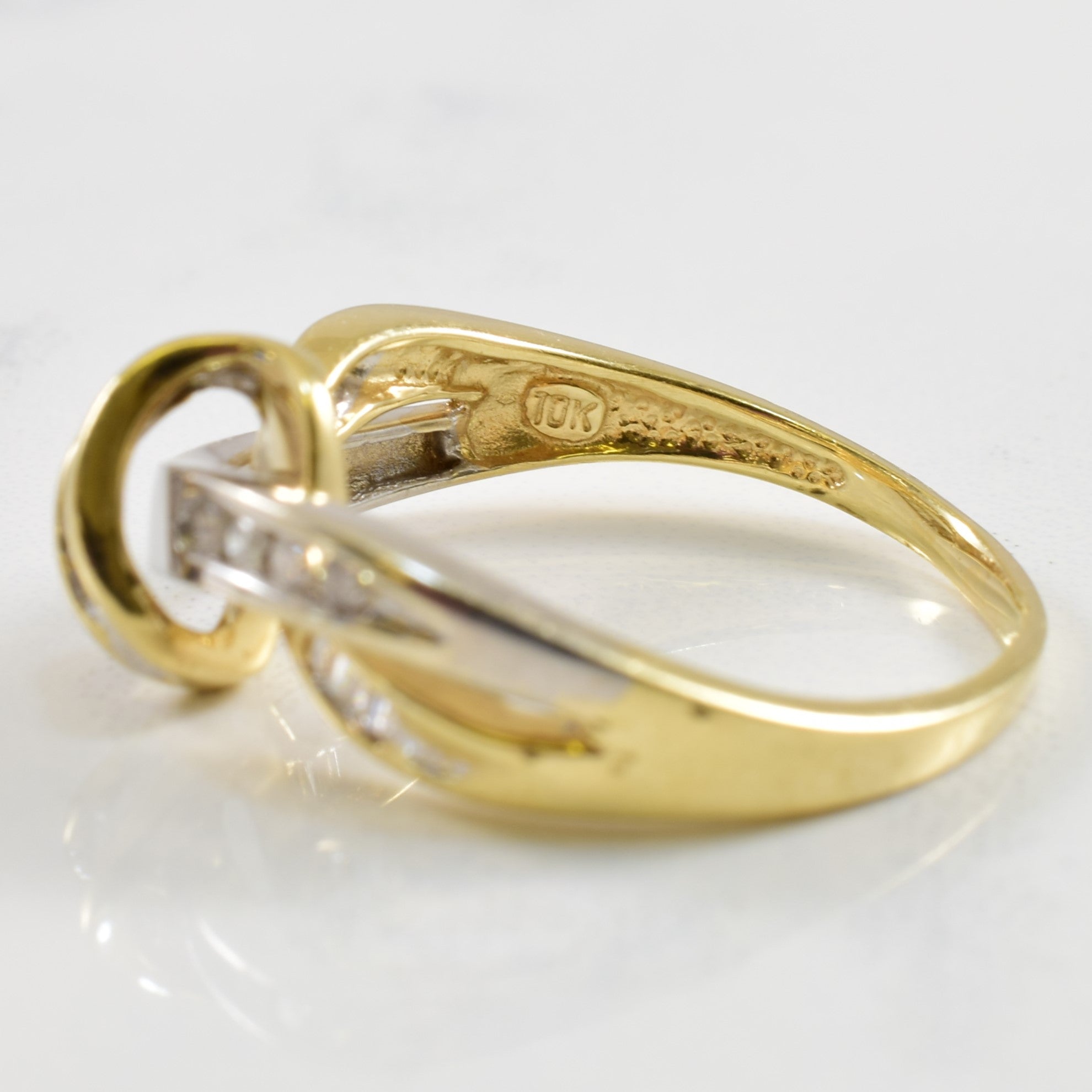 Two Tone Gold Diamond Knot Ring | 0.22ctw | SZ 8 |