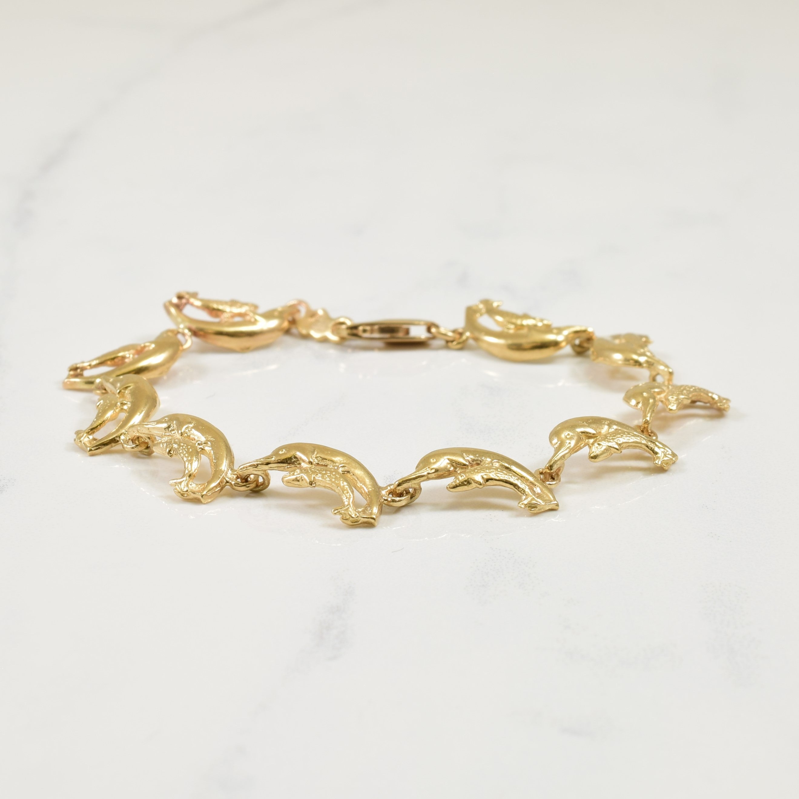 10k Yellow Gold Dolphin Bracelet | 6.5" |