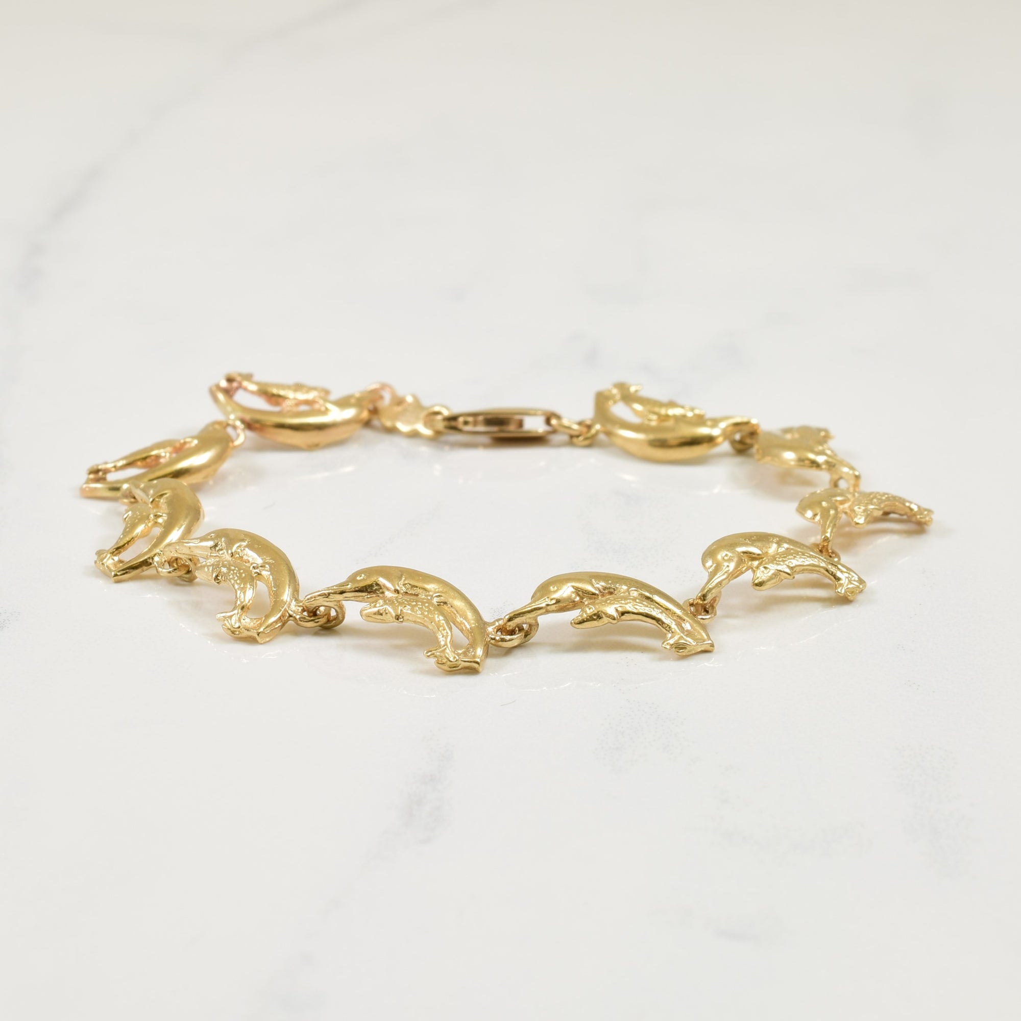 10k Yellow Gold Dolphin Bracelet | 6.5