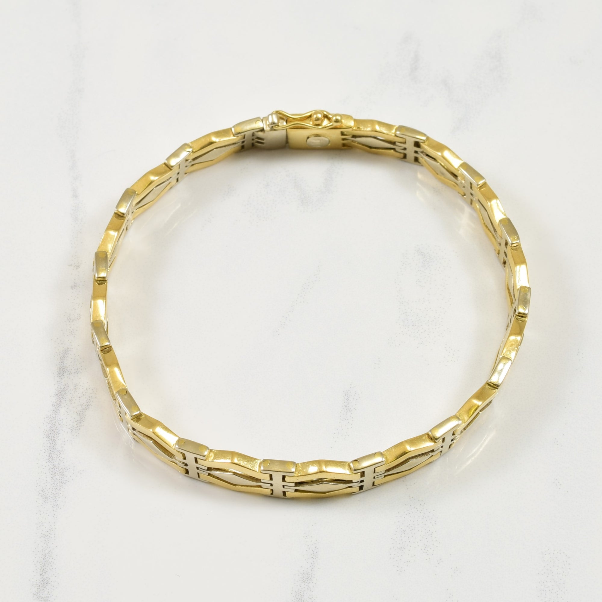 18k Two Tone Geometric Bracelet | 7.5