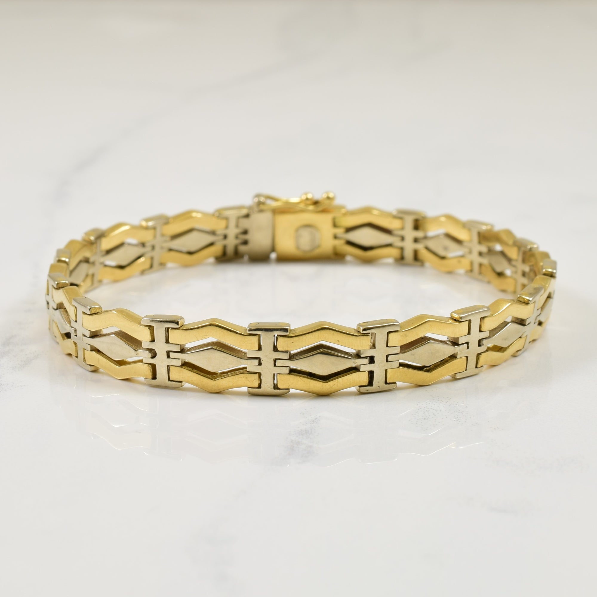 18k Two Tone Geometric Bracelet | 7.5