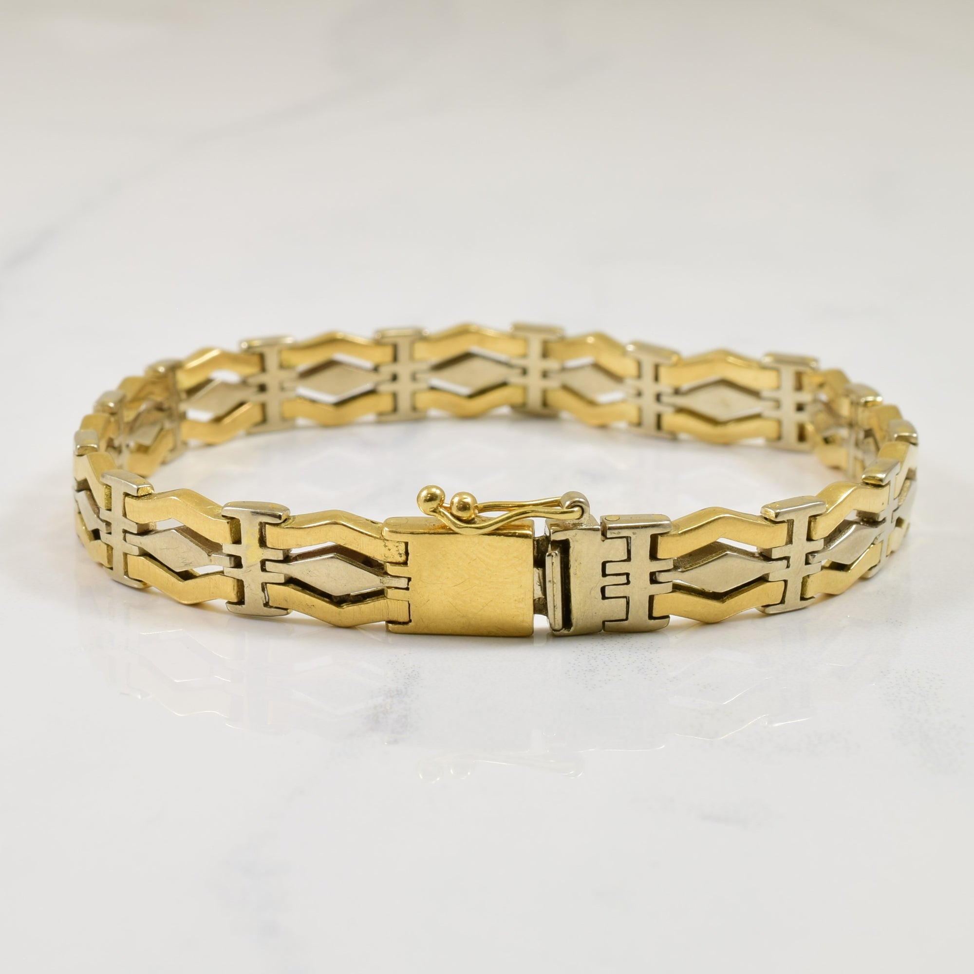 18k Two Tone Geometric Bracelet | 7.5