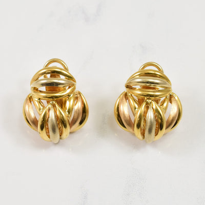 18k Yellow Gold Layered French Clip Earrings